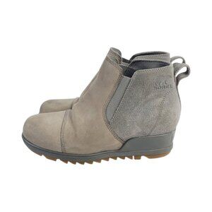Sorel Women's Taupe Gray Evie Leather Pull On Ankle Chelsea Boot Size 6
